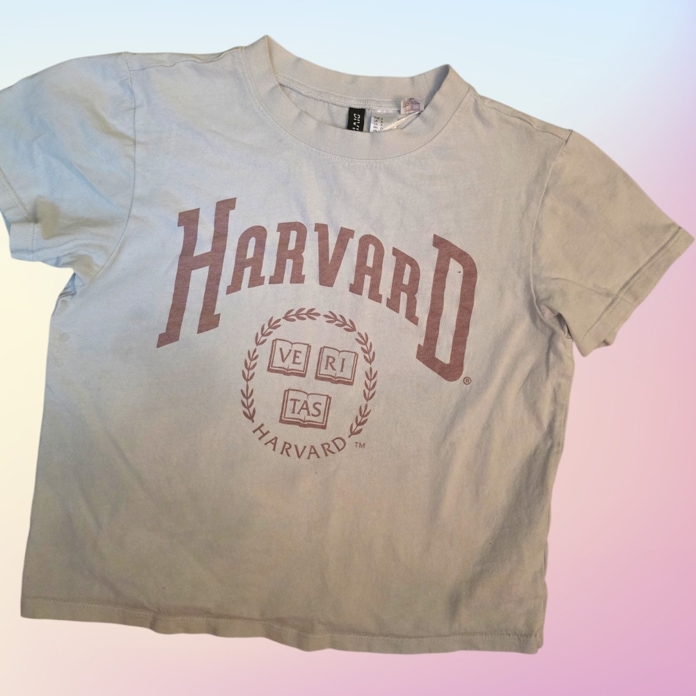 H&M Divided Harvard Graphic T Shirt Youth Small Preppy College Style Tee